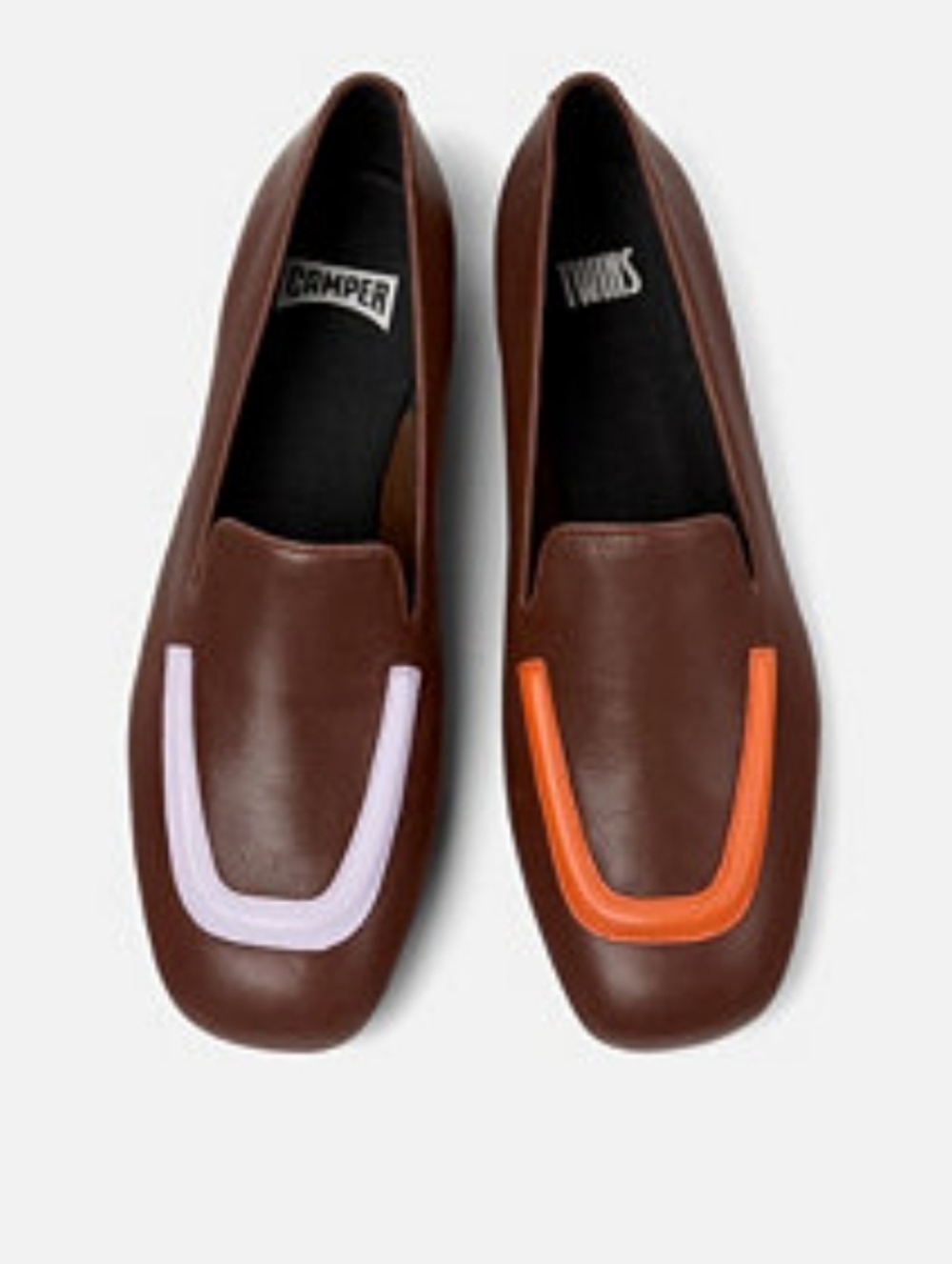 Camper Casi Myra Leather Slip-On Loafers with Orange & Lilac Accents